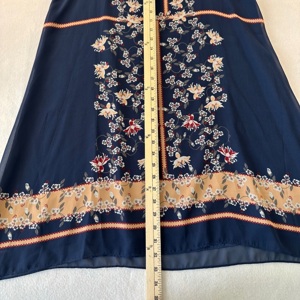 Max Studio Navy Floral Chiffon Sleeveless Shift Dress 4912Y66D NWT Small - Picture 4 of 8